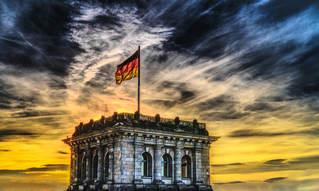 bandeira da Alemanha Bundestag pôr-do-sol